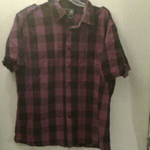 Elixir purple/black Plaid button down shirt L (H)